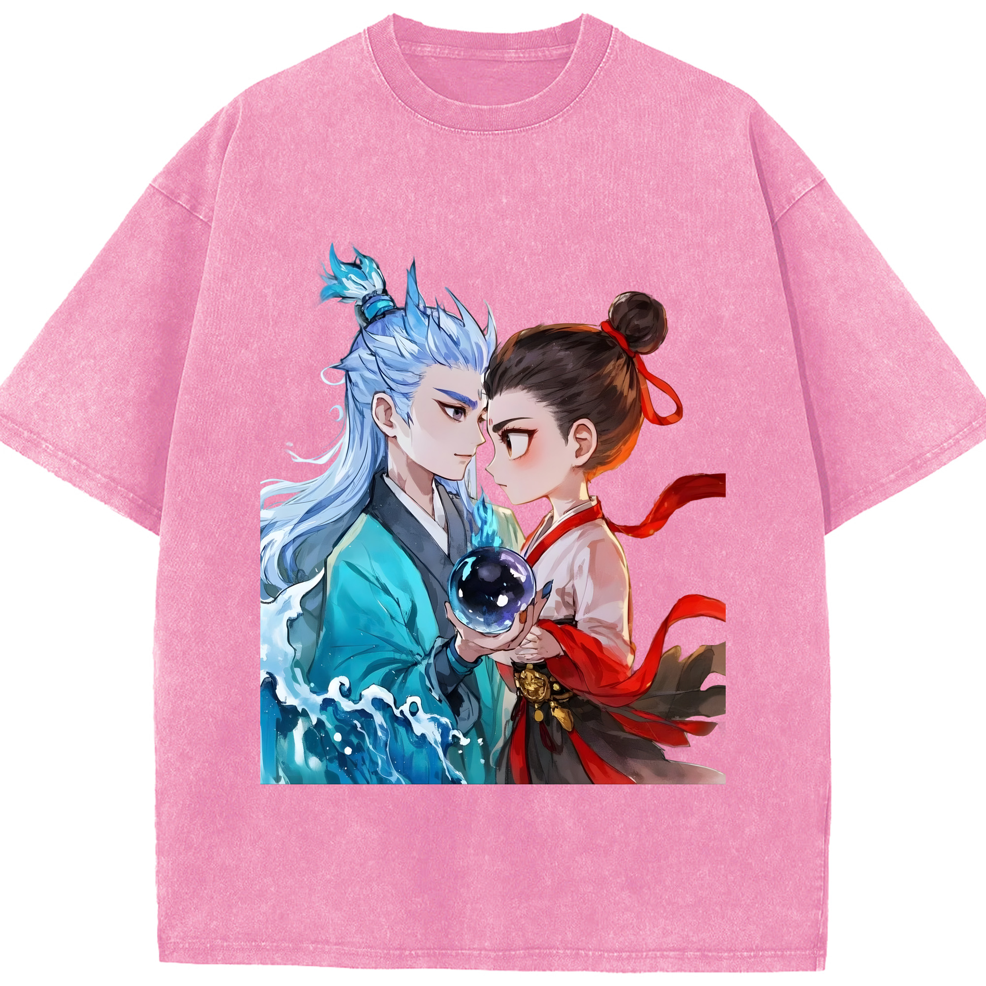 （画像用） Ne Zha 2 ナタ 魔童の大暴れ 綿100% ヴィンテージ風 半袖Tシャツ（フロントプリント）